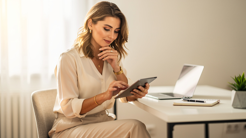 Криейтор оценивает варианты агентств OnlyFans на ноутбуке