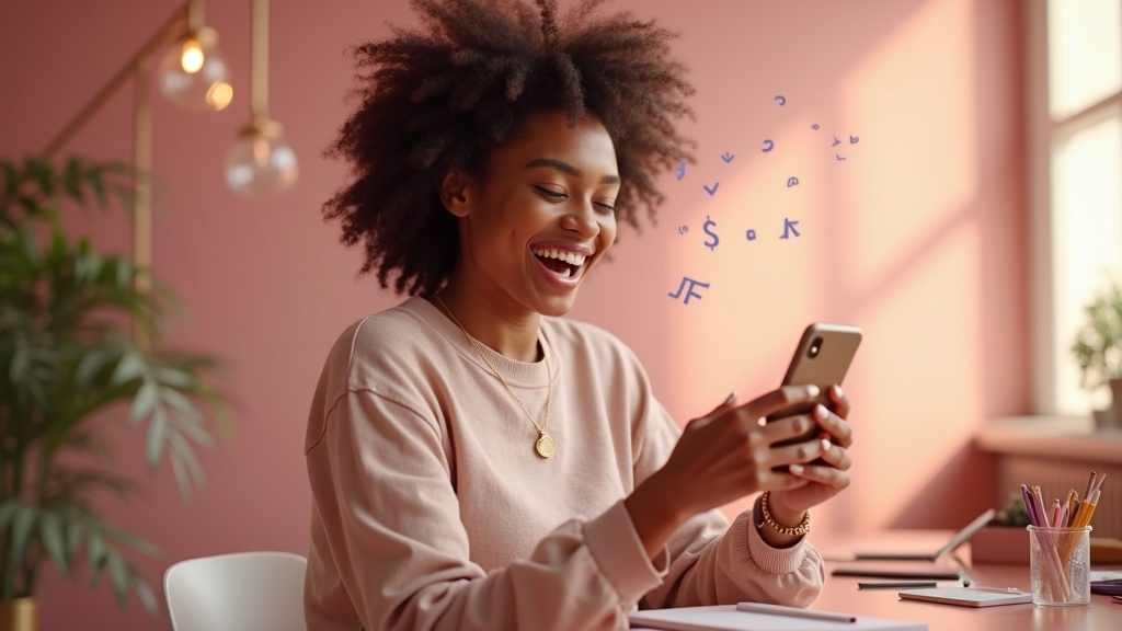 Создатель контента празднует достижение с подписчиками с восторгом